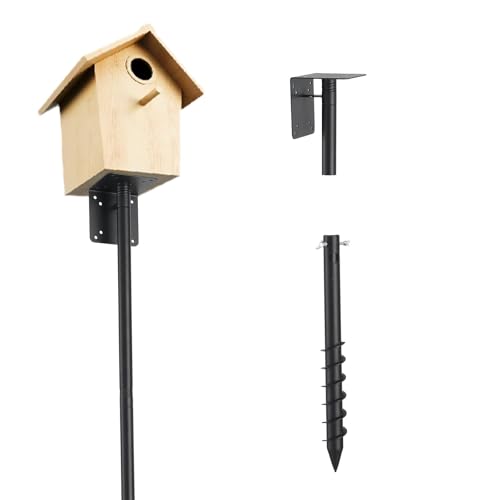 Harrms Vogelhaus-Stangenhalterungsset, 184cm Verstellbare Vogelfutterstation Vogelhausständer Set für Garten, Outdoor, Hof, Schwar von Harrms