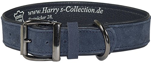 Harrys-Collection Hundehalsband aus feinstem Leder in vielen Farben von 28-48 cm, Farben:Marine, Halsbandgöße:43 von Harrys-Collection