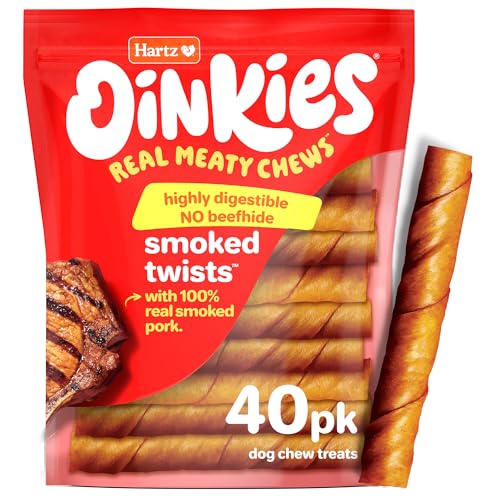 HARTZ Oinkies Porkalicious Smoked Pig Skin Twists Dog Treats, 40 Stück HARTZ Oinkies Porkalicious Smoked Pig Skin Twists Dog Treats, 40 Stück von Hartz
