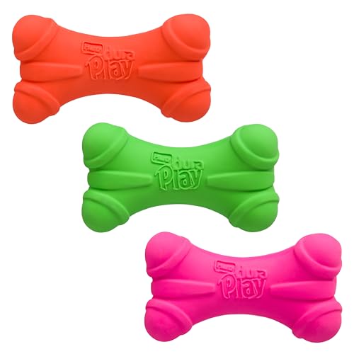 Hartz DuraPlay Hundespielzeug aus Latex, quietschend, Knochen, für mittelgroße Rassen, 3 Stück von Hartz