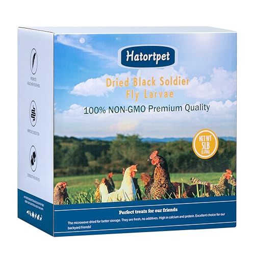 hatortpet Getrocknete schwarze Soldatenfliegenlarven, 2,3 kg, reine, natürliche, gentechnikfreie BSF-Larven für Hühner, mehr Calcium als Mehlwürmer, proteinreiches Hühner-Leckerli für Schichthennen von hatortpet