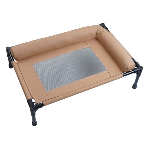 Hattba Atmungsaktives erhöhtes Hundebett, kühlendes Haustierbett mit L-förmigem Kissen, Stahlrahmen, kaubeständig, waschbar, für mittlere Hunde, Outdoor-Kinderbett für Camping von Hattba