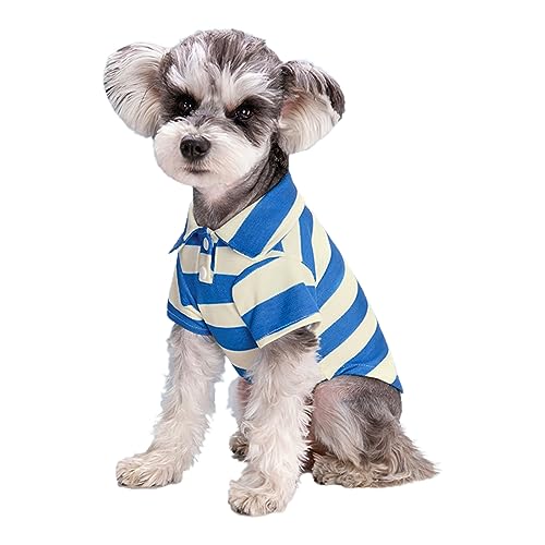 Hunde-Poloshirt für kleine Hunde, gestreiftes T-Shirt, Welpen, Foto-Requisiten, Anzug, 2-Bein-Outfit, Pullover, Kleidung für Haustiere von Hattba