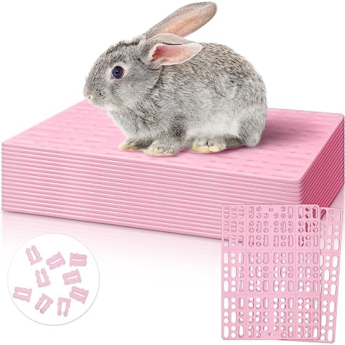 Haull 16 Stück Kunststoff Kaninchen Bodenmatte, Kaninchenfüße Pad Käfig Ruhematte, Pads für Kleintiere, Hamster, Ratten, Chinchilla Meerschweinchen, Hasen Ruhefüße Pads für Haustier, 34 x 24 cm (Rosa) von Haull