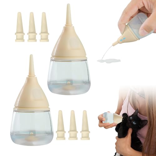 Hasuio Aufzuchtflasche Haustier mit 3 Silikonnippeln, Aufzuchtflasche Katzen Hunde, Haustier Babyflasche Kit, Silikon Wasser Milch Flasche Babyflasche Neugeborene Pet Kleine Hunde Welpen (2 Stück) von Hausio