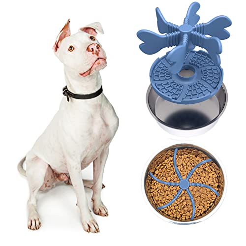 Hausio Antischlingnapf Hunde Katze - Hundenapf Anti Schling Napf Hund Slow Feeder Hundenäpfe mit Saugnäpfen für Mittelgroße und große Rassen, Passend für einfache und Hundenapf erhöht (Blau) von Hausio