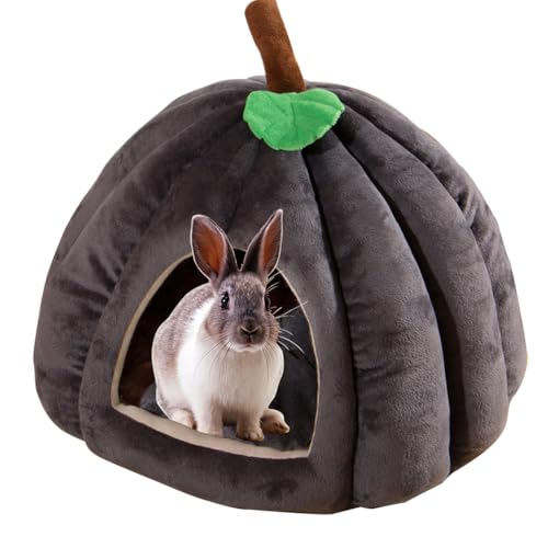 Hausio Gemütliche Plüsch Kaninchenhöhle, abnehmbar & waschbar, weiches Kuschelbett in Kürbisform, isolierend & atmungsaktiv, ideal für Kaninchen, Meerschweinchen & kleine Haustiere (Grau) von Hausio