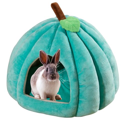 Hausio Gemütliche Plüsch Kaninchenhöhle, abnehmbar & waschbar, weiches Kuschelbett in Kürbisform, isolierend & atmungsaktiv, ideal für Kaninchen, Meerschweinchen & kleine Haustiere (Grün) von Hausio