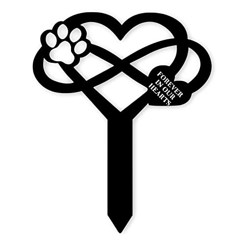 Hausio Grabstein Katze Hund - Katze Grabschmuck Herz mit Tatze Grabkreuz für Tiere, Wetterfestfür Tiergrab oder Garten Kreuz oder Herz Grab Marker Hund Pfote Robuste Garten Dekor (Stil 2) von Hausio