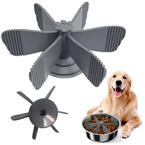 Hausio Hundenapf Anti Schling Napf Hund Slow Feeder Hundenäpfe mit Saugnäpfen, Antischlingnapf Hunde Katze für Mittelgroße und große Rassen, Passend für einfache und Hundenapf erhöht (Grau) von Hausio