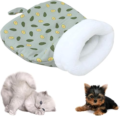 Hausio Katzenschlafsack für Hauskatzen, 45 * 55 cm Plüsch Katzen Schlafsack für den Winter, Katzenschlafsack, Katze Schlafsack, Katzenbett, Flauschiger Tunnel für Katzen bis 7,5 kg (Grün) von Hausio