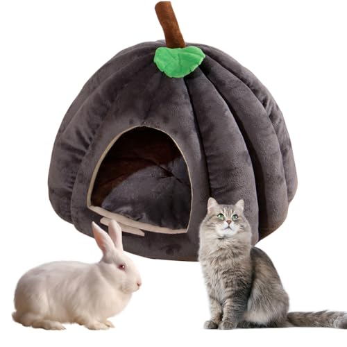 Hausio niedliche Kürbisform, Katzenhöhle für Hauskatzen, Kürbis Katzenhaus, Katzenhaus Indoor, Hundehaus, Katzenzelt mit abnehmbarem Kissen, Welpenhaus für Katzen, kleine Hunde (Grau, M) von Hausio