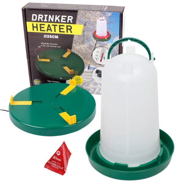Komplettset: Tränkenwärmer Ø25cm + Geflügeltränke 3 Liter + Vitamin... von Hausmarke