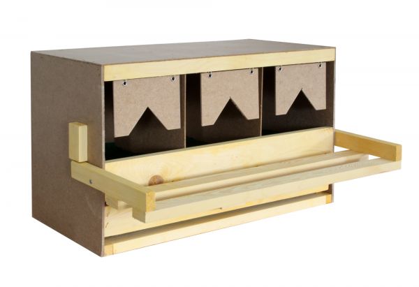 Legenest für 3 Hühner mit geradem Dach + 3 Nestmatten, Unterteil fü... von Hausmarke