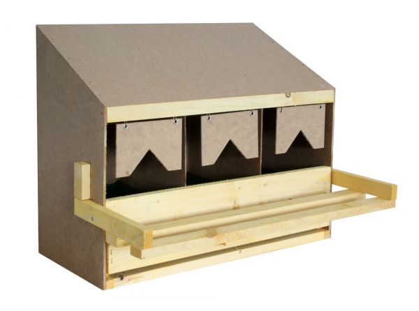 Legenest für 3 Hühner mit schrägem Dach + 3 Nestmatten, Oberteil fü... von Hausmarke