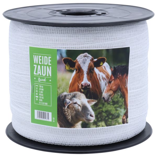 Weidezaunband BASIC 200m, 40mm, 8 x 0,16 Niro, weiß von Hausmarke