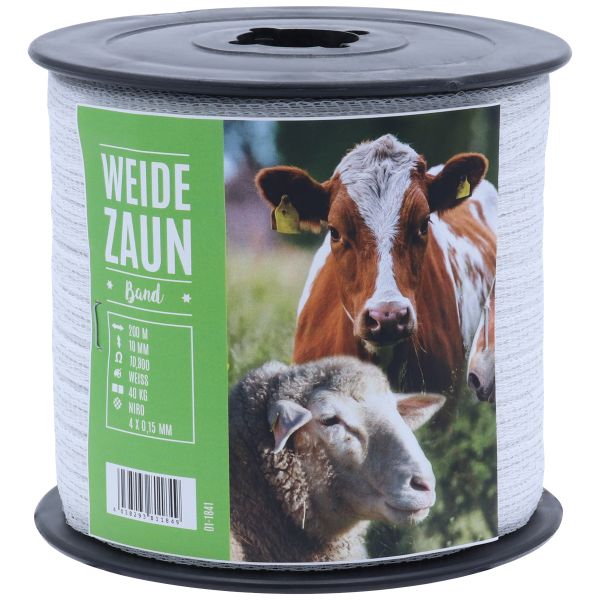 Weidezaunband BASIC 200m, 10mm, 4 x 0,15 Niro, weiß von Hausmarke