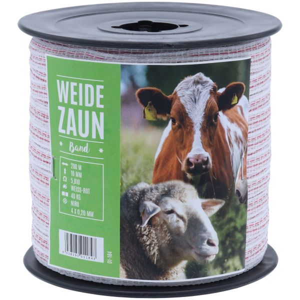 Weidezaunband PROFI 200m, 10mm, 4 x 0,20 Niro, weiß-rot Weidezaunband PROFI 200m, 10mm, 4 x 0,20 Niro, weiß-rot von Hausmarke