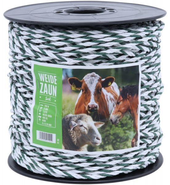 Weidezaunseil PROFI 200m, 6mm, 6 x 0,20 Niro, weiß-grün Weidezaunseil PROFI 200m, 6mm, 6 x 0,20 Niro, weiß-grün von Hausmarke