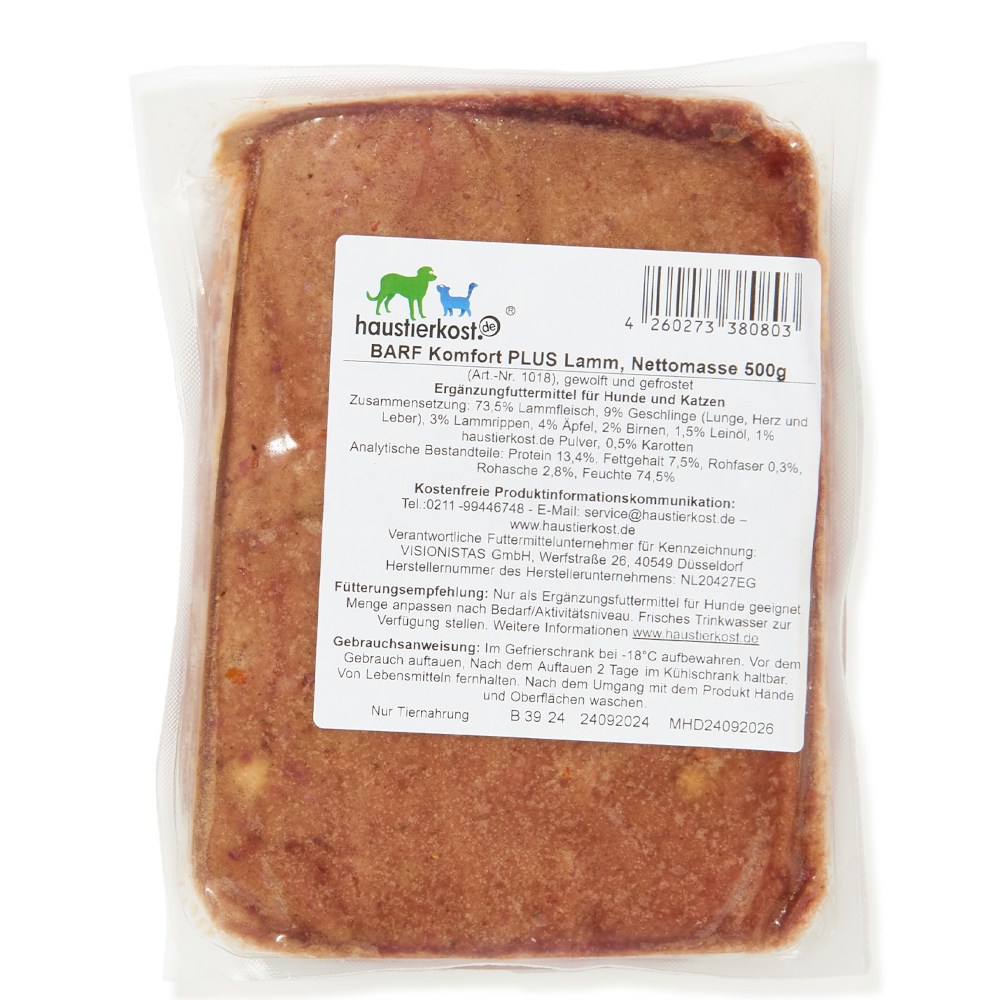 Haustierkost BARF Komfort PLUS Lamm - 12 x 500 g von Haustierkost