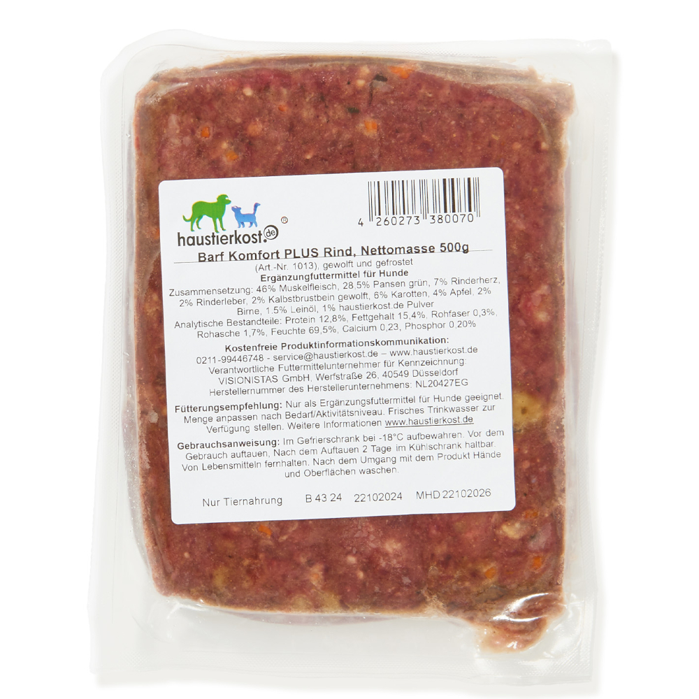 Haustierkost BARF Komfort PLUS Rind - 40 x 500 g von Haustierkost
