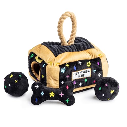 Haute Diggity Dog Chewy Vuiton Black Monogram Collection - Weiches Plüsch Designer Hundespielzeug mit Quietscher & Spaß, Parodie Designs aus sicheren, maschinenwaschbaren Materialien für alle Rassen & von Haute Diggity Dog
