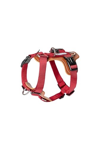 Nylon-Hundegeschirr aus veganem Leder, verstellbar, H-Form, Rot, Größe M von Hautico