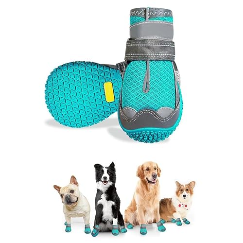 Havenfly 2 Stück Hundeschuhe Pfotenschutz, Breathable Hundestiefel mit Anti-Rutsch Sohle und Reflektierendem Riemen für Hunde Outdoor-Sport (2 Stück, Größe 2(Breite 4CM) for 11.8-15kg) von Havenfly