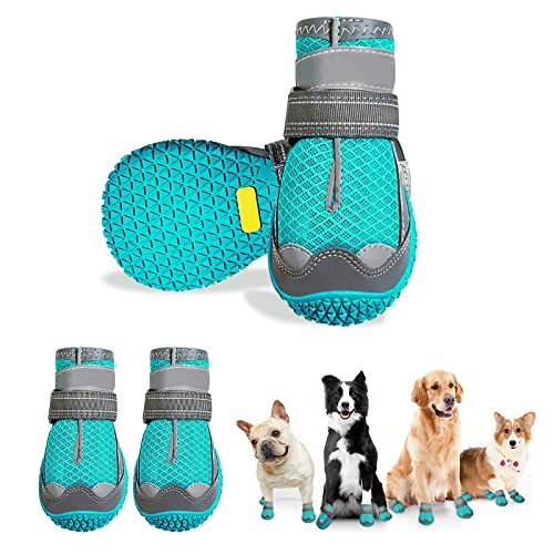 Havenfly 4 Stück Hundeschuhe Pfotenschutz, Breathable Hundestiefel mit Anti-Rutsch Sohle und Reflektierendem Riemen für Hunde Outdoor-Sport (4 Stück, Größe 7(Breite 6.5CM) for 28.6-35.3kg von Havenfly