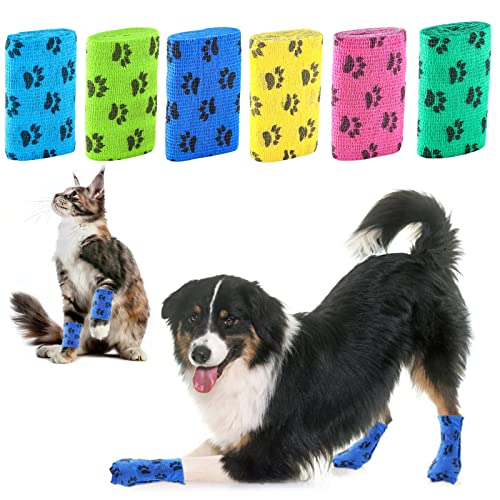 Hundeschuhe Pfotenschutz Einwegartikel, Breathable Hundesocken Selbsthaftende Bandage für Hunde Outdoor-Sport, 7.5 * 6CM, Größe M von Havenfly