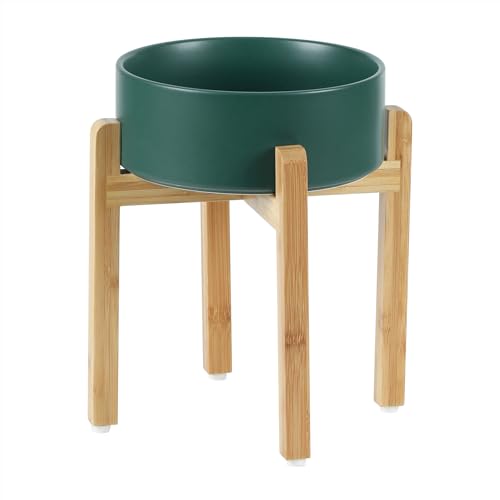 Havniva Keramik-Hundeschale-Set 21 cm, hochgestellter Futterhalter mit Ständer, Futter- und Wasser-Schale für große Hunderassen, gewichtete Tier-Schale (1,8 l, Grün) von Havniva