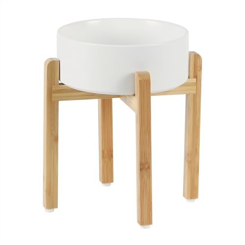 Havniva Keramik-Hundeschale-Set 21 cm, hochgestellter Futterhalter mit Ständer, Futter- und Wasser-Schale für große Hunderassen, gewichtete Tier-Schale (1,8 l, Weiß) von Havniva