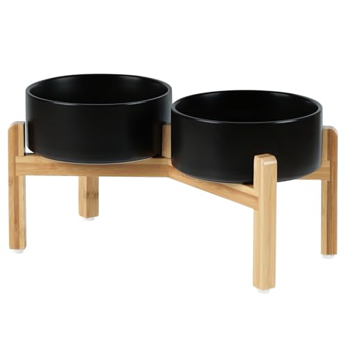 Havniva Erhöhtes Doppelnapf-Set aus Keramik mit Ständer, Futter- und Wassernäpfe für mittelgroße Hunde, beschwerter Hundenapf, 18 cm, 1,2 l, Schwarz Havniva Erhöhtes Doppelnapf-Set aus Keramik mit Ständer, Futter- und Wassernäpfe für mittelgroße Hunde, beschwerter Hundenapf, 18 cm, 1,2 l, Schwarz von Havniva