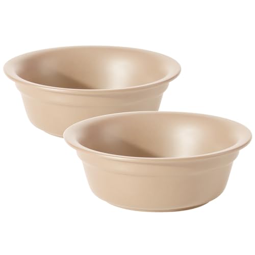 Havniva Hundenäpfe aus Keramik, 16 cm, 2 Stück, Grundfutter und Wassernapf für kleine und mittelgroße Hunde, breite Öffnung, abgerundeter Rand (2 Näpfe, Haferbeige) von Havniva