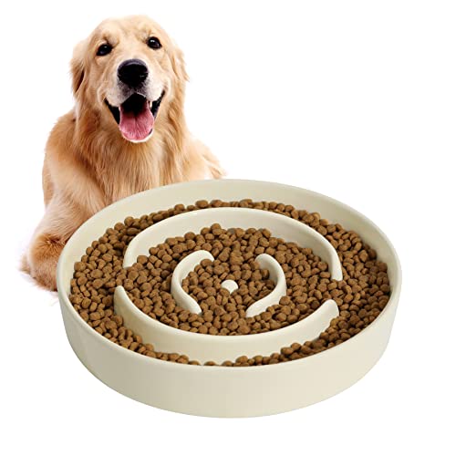 Havniva Keramik-Futternapf für Hunde, 1,5 Tassen, langsamer Fressnapf für kleine, mittelgroße und große Rassen, Anti-Schlucken, Haustierlangsamer für Spaß (Cream White, 21cm Bowl) von Havniva