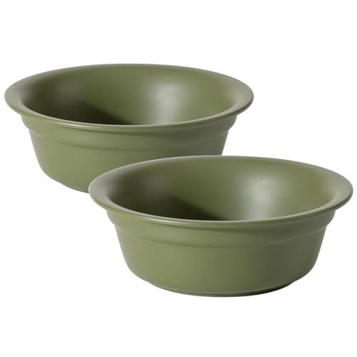 Havniva Keramik-Hundenäpfe für mittelgroße und große Hunde, 18 cm, 2 Stück, Grundfutter und Wassernapf als Ersatz, breite Öffnung, abgerundete Kanten (2 Näpfe, Olivgrün) von Havniva