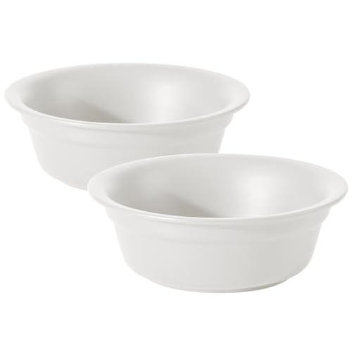 Havniva Keramik-Hundenäpfe für mittelgroße und große Hunde, 18 cm, 2 Stück, Grundfutter und Wassernapf als Ersatz, breite Öffnung, abgerundete Kanten (2 Näpfe, mattweiß) von Havniva
