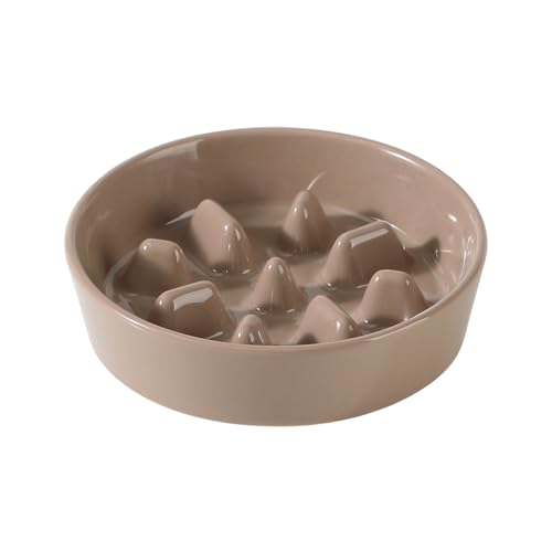 Havniva Keramik-Hundenapf, langsamer Futternapf, langsamer Futternapf für kleine Hunde und Katzen, verhindert Blähungen, verhindert Ersticken (Einzelnapf, brauner Kaffee) von Havniva
