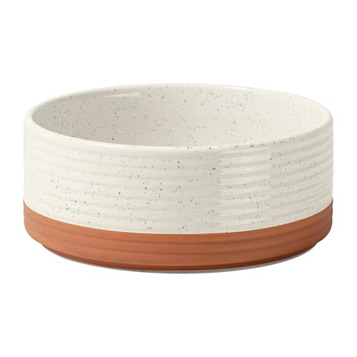Havniva Keramik-Hundenapf für mittelgroße Rassen, rutschfest, gewichtet, Futter- und Wassernapf für Haustiere (Einzelnapf, Vanilleweiß), 18,5 cm von Havniva