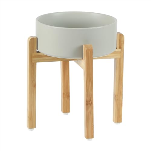 Havniva Keramik-Hundeschale-Set 21 cm, hochgestellter Futterhalter mit Ständer, Futter- und Wasser-Schale für große Hunderassen, gewichtete Tier-Schale (1,8 l, Grau) von Havniva