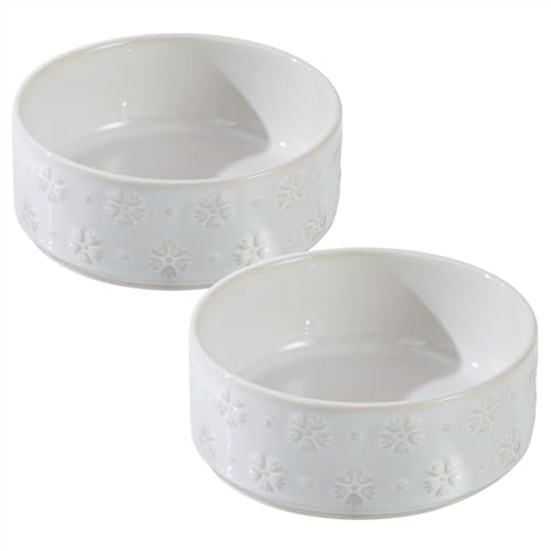 Havniva Keramik-Näpfe für Hunde und Katzen, 13 cm, 2 Stück, für Welpen, Kätzchen, Katzen, rutschfest, Futter und Wasser (2 Näpfe, arktisches Weiß) von Havniva
