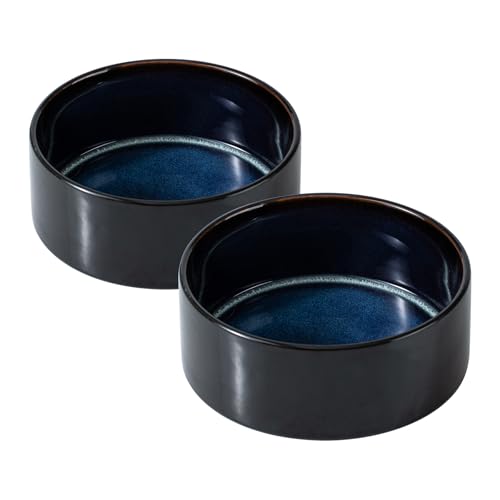 Havniva Keramik-Näpfe für Hunde und Katzen, 13 cm, 2 Stück, rutschfest, für Futter und Wasser (2 Näpfe, Sternenhimmel) von Havniva