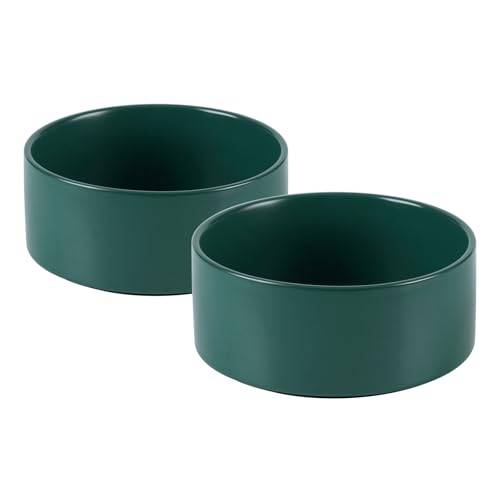 Havniva Keramik 13cm Set von 2 Hund- und Katzen-Schalen, Futter- und Wasser-Futterstelle für Spielrasse-Hunde, Kittys, Katzen, 2 Stück Hund- und Katzen-Geschirr (2 Schalen, Grün) von Havniva