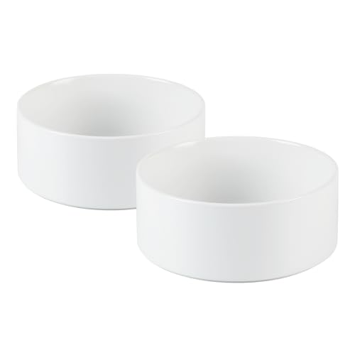 Havniva Keramik-Set mit 2 Futternäpfen und Katzennäpfen, Futter- und Wassernäpfe für Rassen, Kätzchen, Katzen, 2 Stück Hunde- und Katzennapf, Katzenfutterspender (13 cm, 2 Näpfe, weiß) von Havniva