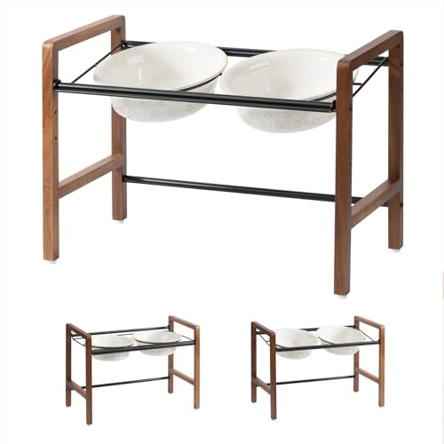Havniva Verstellbares, erhöhtes Doppelnapf-Set aus Keramik, 22,1 cm, mit Ständer, 3 Höhen erhöht, 2 Platzierungsmöglichkeiten, Futter- und Wassernapf für große Hunde (Doppelnäpfe + Ständer, Havniva Verstellbares, erhöhtes Doppelnapf-Set aus Keramik, 22,1 cm, mit Ständer, 3 Höhen erhöht, 2 Platzierungsmöglichkeiten, Futter- und Wassernapf für große Hunde (Doppelnäpfe + Ständer, von Havniva