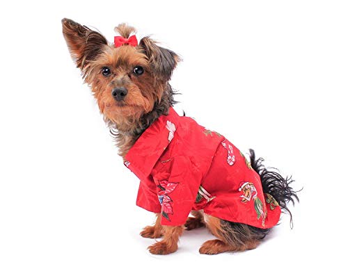 Hawaii-Hunde-Aloha-Shirt, mit passendem Muster, Weihnachtsmann, Hawaii-Rot, Größe M von Hawaii Hangover