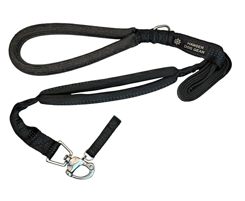 Robuste Hundeleine, 1,8 m, Schnellverschluss, Dyneema-Griff, wasserdicht, 316 Edelstahl, handgefertigt, USA (schwarz) von Hawser Dog Gear
