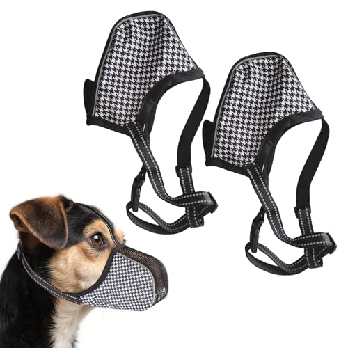 Maulkörbe für kleine Hunde, 2 Stück, weiches Air-Mesh gegen Beißen, Lecken, Kauen, atmungsaktiv, reflektierend, verstellbar, Haustiermaske, Training, um Essen/Kauen/Beißen zu verhindern Maulkörbe für kleine Hunde, 2 Stück, weiches Air-Mesh gegen Beißen, Lecken, Kauen, atmungsaktiv, reflektierend, verstellbar, Haustiermaske, Training, um Essen/Kauen/Beißen zu verhindern von Haxisii