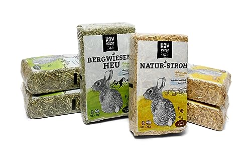 Hayrabbit Naturstroh & Bergwiesenheu - 3kg Stroh und 3kg Heu in 1kg Beuteln verpackt, allergikerfreundlich, Beste Qualität Hayrabbit Naturstroh & Bergwiesenheu - 3kg Stroh und 3kg Heu in 1kg Beuteln verpackt, allergikerfreundlich, Beste Qualität von Hayrabbit
