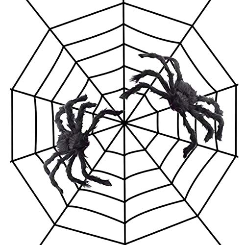 Hbaebdoo 1,5 Meter Spinnen Netz Spinnen Netz Terror Party Dekoration Bar Spuk Haus PlüSch Spinnen Anzug von Hbaebdoo